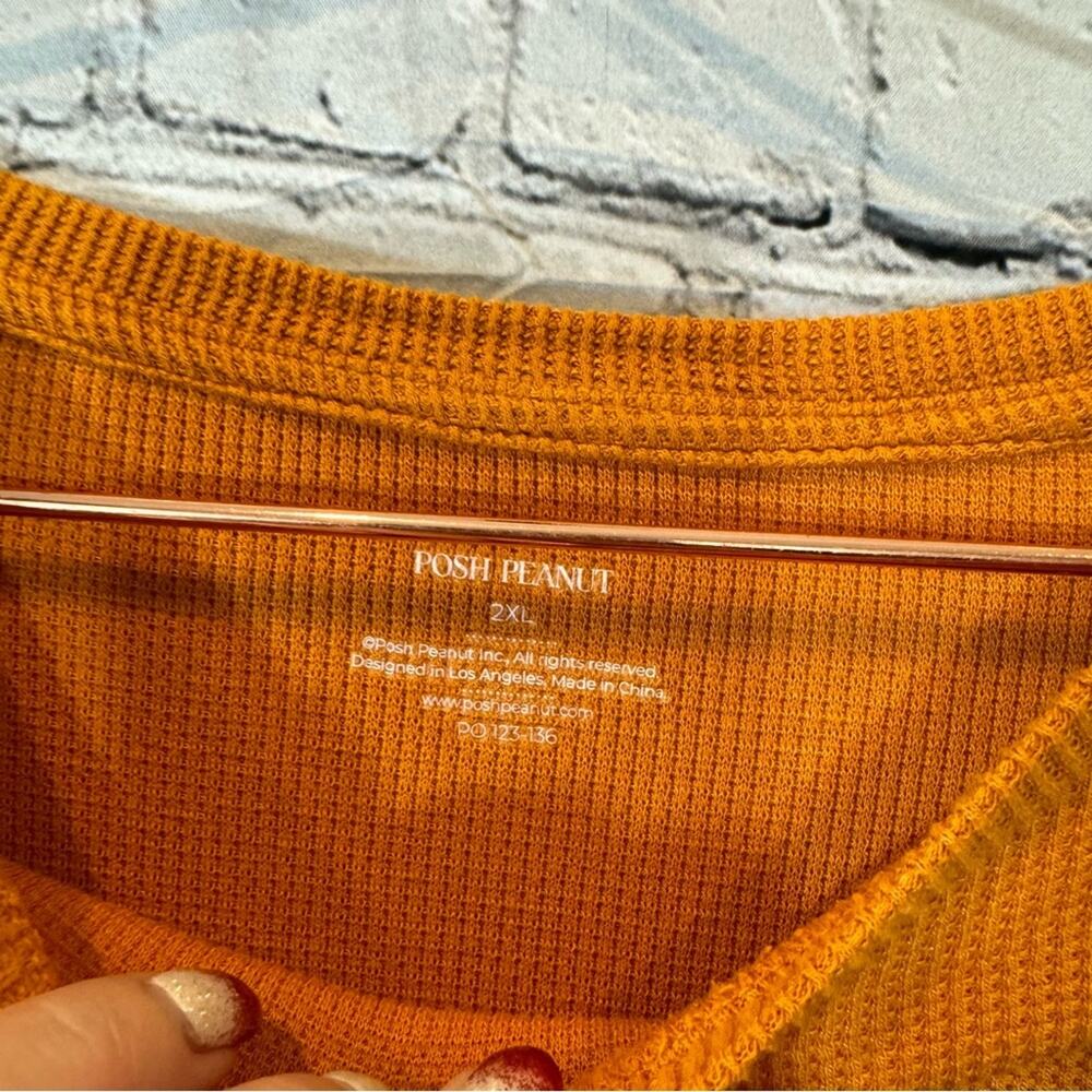 Posh Peanut Burnt Orange Waffle Knit Shirt - Picture 2 of 3